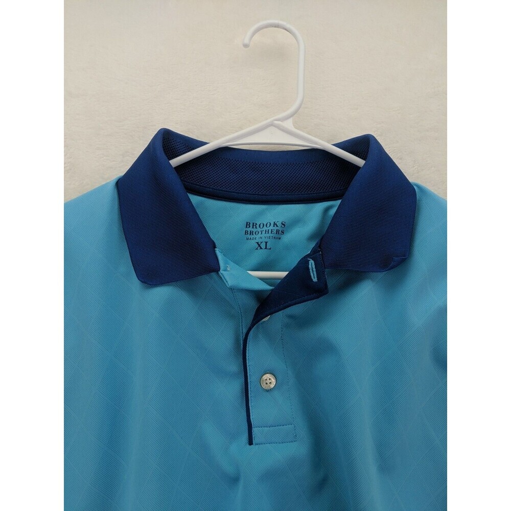 Brooks Brothers Two Tone Blue Performance Polo Mens XL Short Sleeve Breathable - Picture 7 of 12